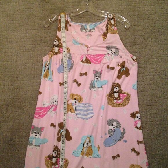 Comfy Nick & Nora Sleeveless Nightgown Teddy Bears and Puppy Dogs Large - Picture 4 of 6